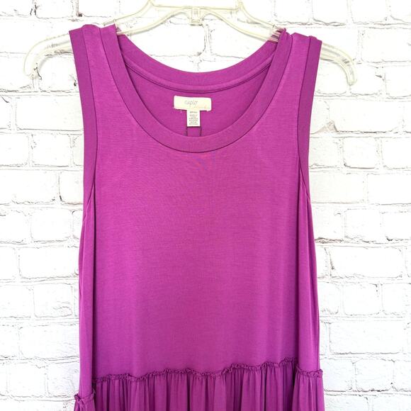 NWT Cupio Wms Small Jewel Plum Sleeveless Tiered Maxi Dress Ruffled Trim Boho - Picture 6 of 11